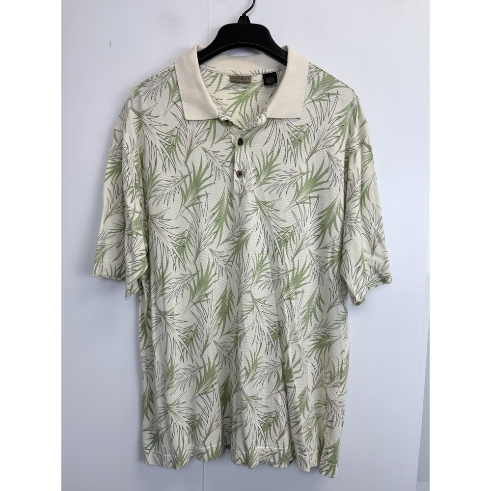 AXIST‎ Mens Tropical Shirt Size L Beach Aloha Hawaiian Cotton Blend Cream